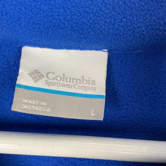 COLUMBIA Unisex Bright Blue Soft Fleece 1/2 Zip Pullover Front Breast Zip Pocket - Picture 4 of 9